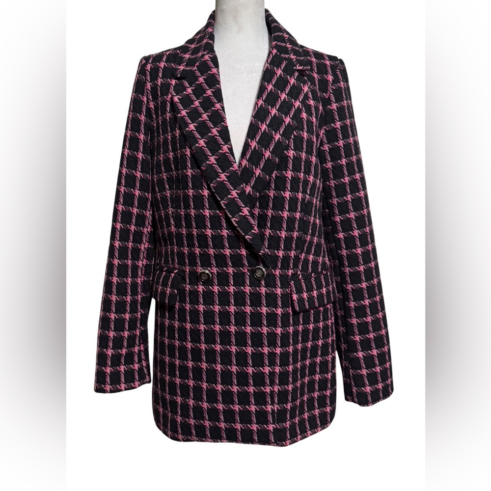 Rachel Zoe Women’s Black and Pink Checkered Blazer, Small 
NWOT